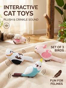 PETSIN Juguete para gatos con forma de pájaro de dibujos animados, que contiene papel con sonido para juego interactivo con gatos - Multicolor - Ver 5