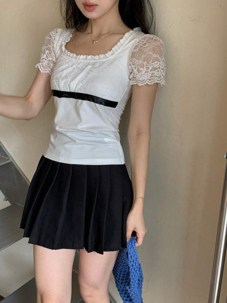 Women's Lace Short Sleeve Elegant T-Shirt Summer