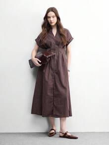 CUCCOO BIZCHIC Women's Pointed Toe Brown Patent Leather All-Match Commuter Versatile Daily Minimalist One-Strap Backless Flat Shoes - Brown - View 6