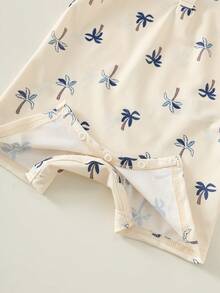 SHEIN Bộ 2 món đồ liền thân và mũ cho bé sơ sinh trai/gái, kiểu dáng mùa hè, dễ thương, in hình cây dừa, thích hợp cho kỳ nghỉ. - Nhiều màu - Xem 5