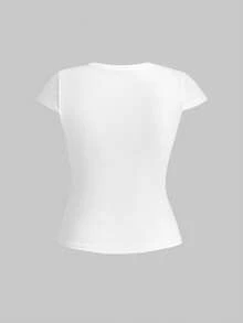 ROMWE Grunge Punk Y2K Retro Baddie Tiger Vine Faux Tattoo Print T-Shirt - White - View 2