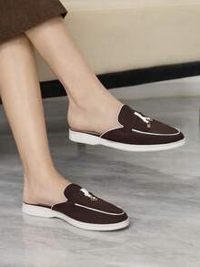 Sleekvia 女士平底乐福鞋玛丽珍露跟套脚深棕色流苏吊坠休闲通勤女鞋度假 - 咖啡棕 - 查看 4