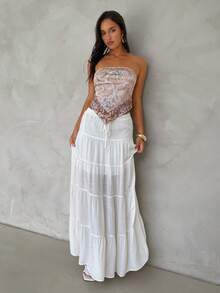 Aloruh Áo croptop in họa tiết khăn choàng mùa xuân/hè dành cho nữ, kiểu áo quây ống phong cách Bohemian với dây đeo thắt nơ, thích hợp cho các lễ hội âm nhạc. - Nhiều màu - Xem 6