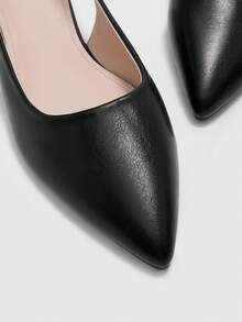 CUCCOO BIZCHIC Women's Fashionable Black Pointed Toe High Heel Shoes, Backless Buckle Strap Slim Heel Pumps For Work - Black - View 7