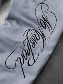 Manfinity Roghcode Men's Letter Print Drawstring Waist Pocket Casual Everyday Sweatpants - Dusty Blue - View 5