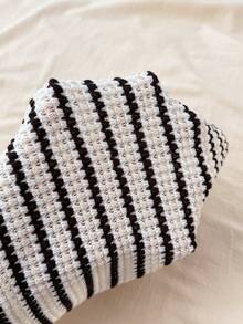 SHEIN 少女休闲度假风针织修身短款方领T恤，白色 - 彩色 - 查看 5