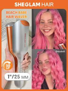 SHEGLAM HAIR Beach Babe Hair Waver,Ionic Hair Waver,Waver Curling Iron,2 Barrel Hair Crimper With Anti-Scald,50 Million Ions & 10 Min Quick Wave,Smart Timer & Adjustable Temps,Easy To Use Hair Tool For Women - EU Plug Graduation Birthday Gift Holiday Winter Pink Vibe Makeup Party Beach Travel Camping School Campus Festivals Rose Present Girl Charm Best Valentine's Day Women's Day Love Yourself Spring Hair Care - Silver - View 15