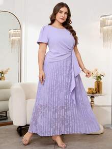 Reflora 大码优雅纯色花卉图案侧系带褶裥下摆连衣裙 夏季连衣裙 女士夏季服装 春季服装 女士春季服装 复活节 圣帕特里克节女士圣帕特里克节派对连衣裙 优雅派对连衣裙 婚礼宾客连衣裙 女士婚礼派对连衣裙 婚礼及活动连衣裙 婚礼宾客外出服装 毕业礼服 母亲毕业礼服 女士优雅连衣裙 度假奢华晚礼服 女士奢华阿巴雅长袍 正式连衣裙 大码女士半身裙套装 半身裙和衬衫套装 正式大码衬衫和半身裙套装 女士大码套装 大码优雅连衣裙 女士正装 - 淡紫色 - 查看 5