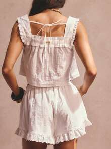 Aralina 纹理短款无袖上衣套装 - 白色 - 查看 2