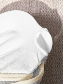 SHEIN Traje de baño de una pieza casual de vacaciones para niña preadolescente, blanco, con tirante desmontable, acento de estrella de mar hueca y fruncido, para verano y playa - Blanco - Ver 4