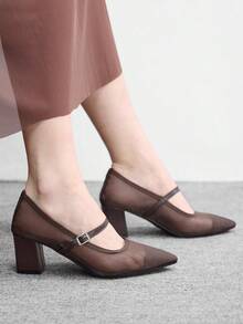 CUCCOO BIZCHIC 女士尖头时尚日常通勤高跟鞋，圣诞节特辑 - 咖啡棕 - 查看 4