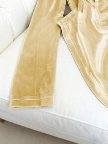 Franclia 优雅休闲丝绒V领长袖T恤，香槟色，秋冬款 - 黃色 - 查看 7