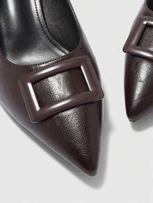 CUCCOO BIZCHIC Buckle Simple And Generous Fashion Versatile Casual Workplace Commuter Women's High Heels Shoes Spring Shoes - Dark brown - View 8