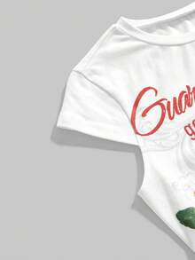 ROMWE Grunge Punk Y2K Retro Baddie Tiger Vine Faux Tattoo Print T-Shirt - White - View 3