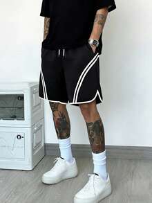 Manfinity Hypemode 男士时尚新款百搭休闲短裤 - 黑色 - 查看 6