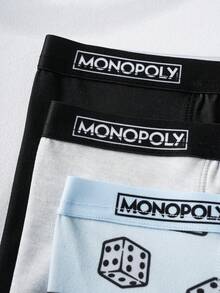 MONOPOLY X SHEIN 男童舒适柔软卡通图案字母弹力腰带三角裤 - 彩色 - 查看 3