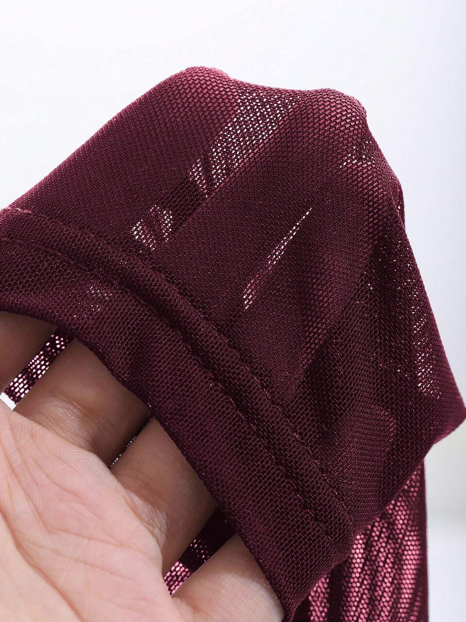 Women's Long Sleeve Fitted Mesh Patchwork T-Shirt Going Out Tops