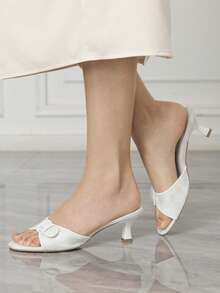 Sleekvia 女士绑带高跟穆勒凉鞋，夏季新品 - 白色 - 查看 5