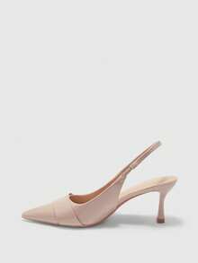 CUCCOO BIZCHIC Women Shoes Four Seasons New Apricot Metal Buckle Pointed Toe Thin High Heel Low Vamp Commuter Elegant Fashion Women's High Heel Shoes Slingback After Slingback Shoes Dew Heel Dinner Party Elegant Office Workers Holiday Wear Women's Shoes - Apricot - View 10