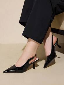 CUCCOO CURVES 女士纯色简约尖头休闲宽楦优雅圣诞婚鞋 - 黑黑色 - 查看 4