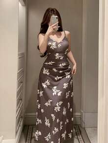 DAZY Women's Sleeveless Allover Print Casual Comfortable Breathable Nightgown - Apricot - View 5