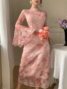 DAZY Women's Elegant Fitted Mid-Length Dress, Suitable For Spring And Summer Occasions - Pink - View 8