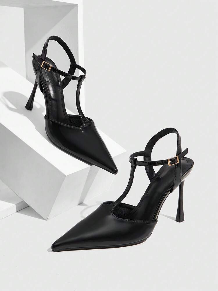 CUCCOO SZL Women's Pointed Toe Buckle Design Fashionable Elegant High Heels