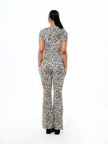 BABYPHAT SDBP692 - CHEETAH PRINT FLARE JERSEY LEGGINGS - Multicolor - View 7