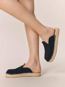 Styleloop Damen Bequeme Gewebte Slip-On Ballerinas - Schwarz - Übersicht 3