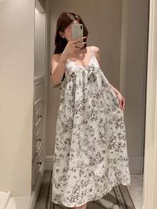 DAZY 碎花无袖连衣裙，夏季女士休闲连衣裙 - 白色 - 查看 6