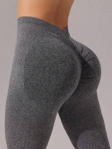 Easithlete Versatile Solid Color High Waist Fitted Flare Yoga Pants - Multicolor - View 7