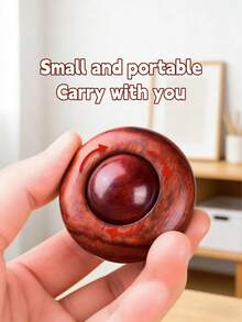 Madebyblanc Sandalwood Solid Wood Turntable | Ebony Blood Sandalwood Lucky Beads Stress Relief Toy | Hand-Carved Unpainted Massage Ball Stress | Home Travel Portable Handicrafts | Rosewood UFO Massage Ball | Sandalwood Ball-Shaped Lucky Charm | 360-Degree Smooth Rotation | Neutral Stress Relief Relief Handpiece - Multicolor - View 9