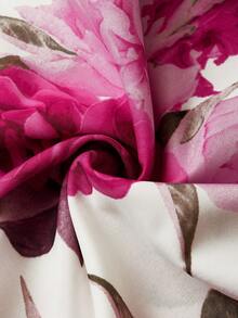 Ellevyn Vestido romántico con estampado floral y cintura ceñida en línea A - Rosa coral - Ver 3