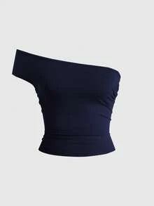 SHEIN Teen Girl Navy Blue Designed Snug Fit Camisole, Versatile Wear - Navy Blue - View 8