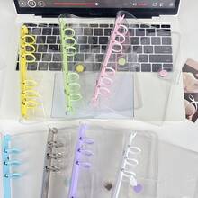 Zazumi Bộ sổ tay PVC 6 lỗ, gồm bìa trong suốt cài một nút A6, nhãn dán 3D, sổ tay trong suốt cài một nút, nhãn dán trang trí, sổ tay tự làm. - Nhiều màu - Xem 2
