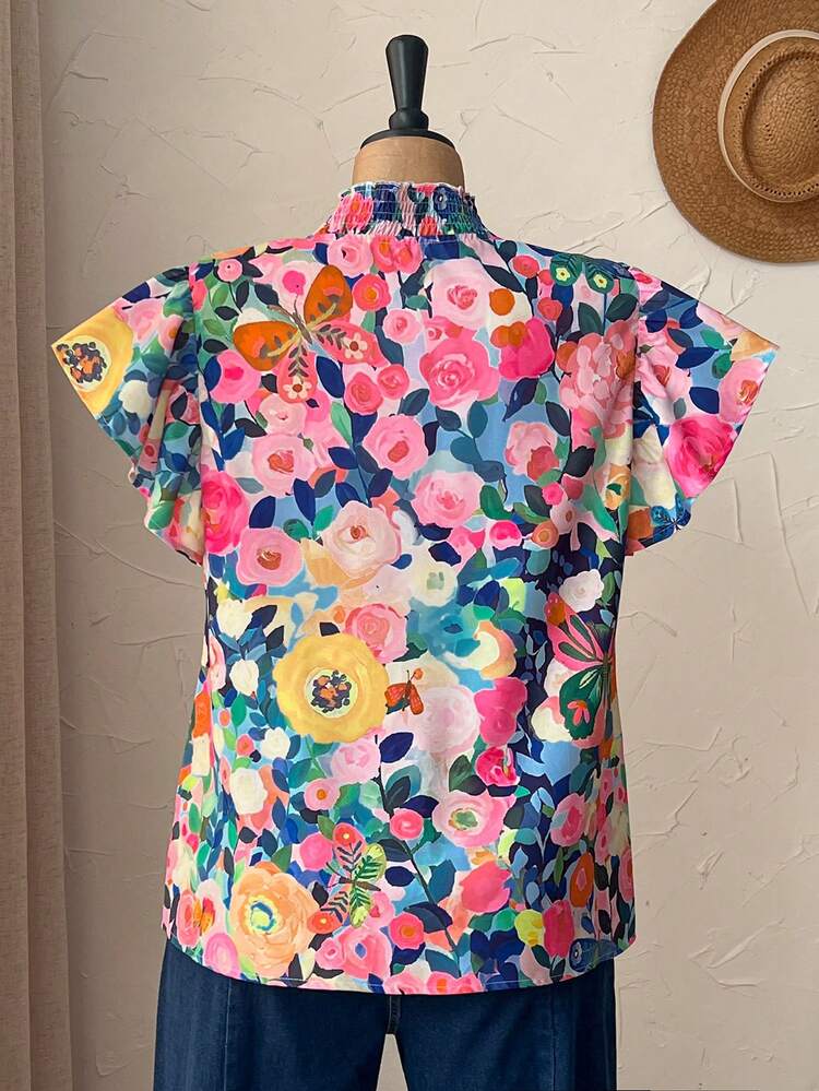 Plus Size Colorful Print Casual Shirt Summer Tops Summer Outfits Summer Clothes  Spring  Spring Outfit Women Spring Clothes Country Style For Women