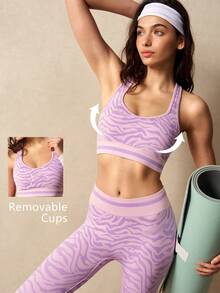 VARSIVA Women's Zebra Print Cropped Tank Top And Leggings Sports Set - Multicolor - View 2