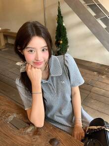 DAZY 女士夏季休闲花瓣袖连衣裙 - 灰色 - 查看 5