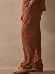 Musero Lightweight Regular Fit Elasticated Drawstring Waistband All Over Print Trouser Pants Spring Summer Essentials - Russet Orange - View 3