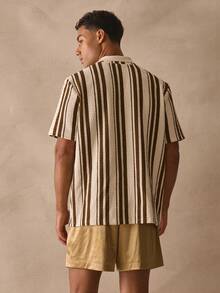 Musero Jersey Style Collared Neckline Short Sleeve Contrast Stripe Shirt Spring Summer Essentials - Multicolor - View 4