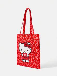 HELLO KITTY AND FRIENDS | SHEIN 一款时尚卡通可爱刺绣帆布包 - 紅色 - 查看 2