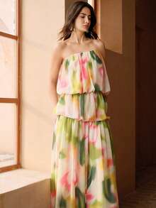 Anewsta 春夏新款雪纺印花多巴胺染色无袖连衣裙，度假海滩风 - 彩色 - 查看 8