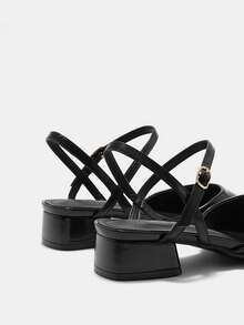 CUCCOO CURVES Women's Pointed Toe Buckle Design Everyday Versatile Fashion Wide Fit High Heels - Quiet Night Black - View 9