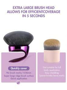 1pc Self Tanner Brush Kabuki Body Blender For Tanning Lotion Bronzer Foundation Makeup Application Vegan Soft Bristles - Purple - View 4