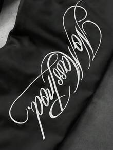 PAVTROS Men's Casual Letter Print Drawstring Waist Sweatpants - Black - View 5