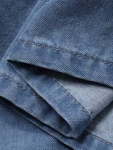 DAZY Đầm denim tay phồng cổ tròn kiểu Hàn Quốc cho bé gái - Màu xanh lam - Xem 8