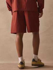 Musero Long Line Elasticated Drawstring Waistband Raised Textured Applique Bermuda Style Shorts Spring Summer Essentials Holiday - Rust Brown - View 5