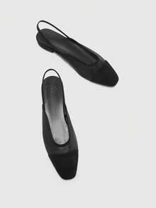 CUCCOO BIZCHIC Women's New Splicing Mesh Yarn Small Round Toe With Flat Shoes Closed Toe Shoes Women Spring Shoes - Black - View 10