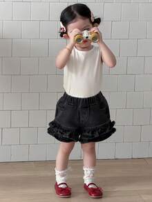 DAZY Infant/Toddler Girls' Casual Denim Shorts With Ruffle Hem - Grey - View 8