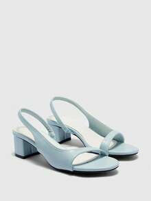CUCCOO BIZCHIC Simple And Fashionable Sandals For Women's Summer Outer Wear, Spring And Summer New Open-Toed Back Strap Thick Heel High Heels, Side Air Commuting Temperament Women's Shoes - Mint Blue - View 7